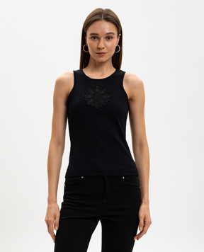 Twinset Чорний топ в рубчик з логотипом 261TP2090