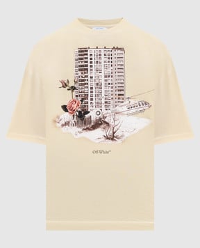 Off-White Бежева футболка Building 44MAA120F5J001