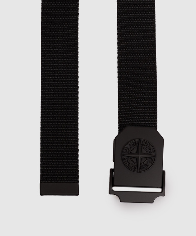 Stone Island Черный тканый ремень с фактурной эмблемой логотипа L2S159300003S0071 изображение 3