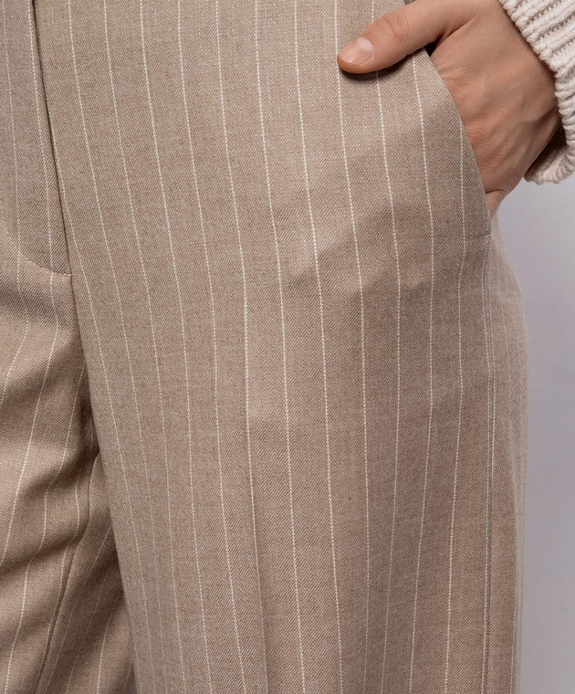 Peserico Коричневые брюки из шерсти в полоску A0406703362 изображение 5