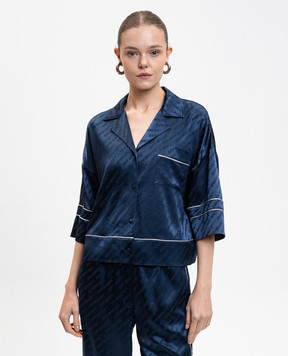 Off-White Синяя блуза в стиле пижамы в логотип шаблон 2GG008F25FAB001