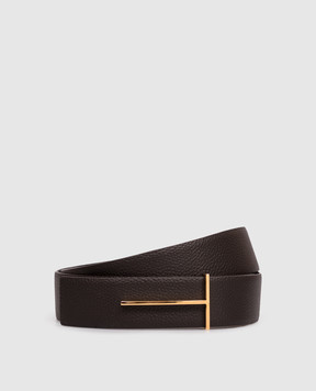 Tom Ford Двухсторонний кожаный ремень с брендовой золотистой пряжкой TB331LCL236G