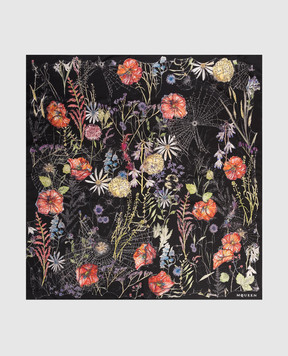 Alexander McQueen Чорна хустка із шовку в квітковий візерунок Spider 8585293001Q