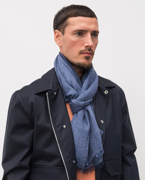 Brunello Cucinelli Синий шарф из шелка и льна MSC682OR