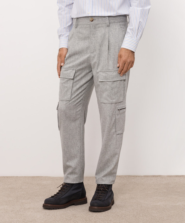Brunello Cucinelli Серые брюки-карго из шерсти M038PF3010 изображение 3