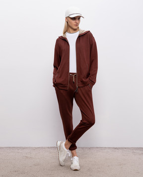 Brunello Cucinelli Коричнева спортивна куртка із шовком MD828SB806