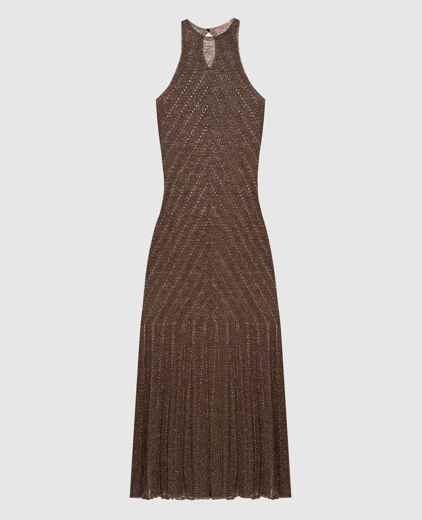 Коричневое платье с леном с люрексом