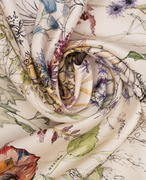 Alexander McQueen Белый платок из шелка в цветочный узор Spider 8585293001Q