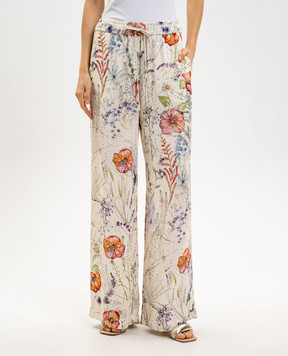 Alexander McQueen Білі штани в квітковий принт Meadow 819000QZAQV