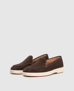 Santoni Коричневые замшевые лоферы с логотипом WUYA58856TISNPYL