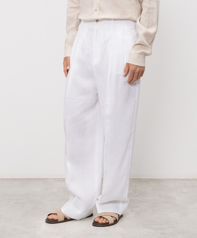 Dolce&Gabbana Белые брюки из льна GP20WTFU4JB изображение 3