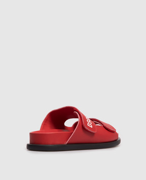 DSQUARED2 Дитячі червоні шкіряні шльопанці з логотипом 827323035