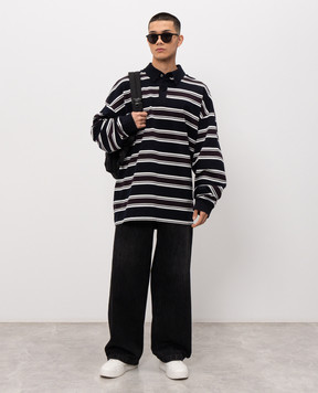 Juun.j Темно-синій світшот в смужку з коміром-поло JC6141P04R