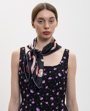 Dolce&Gabbana Черный платок из шелка в цветочный принт FN092RGDDLI