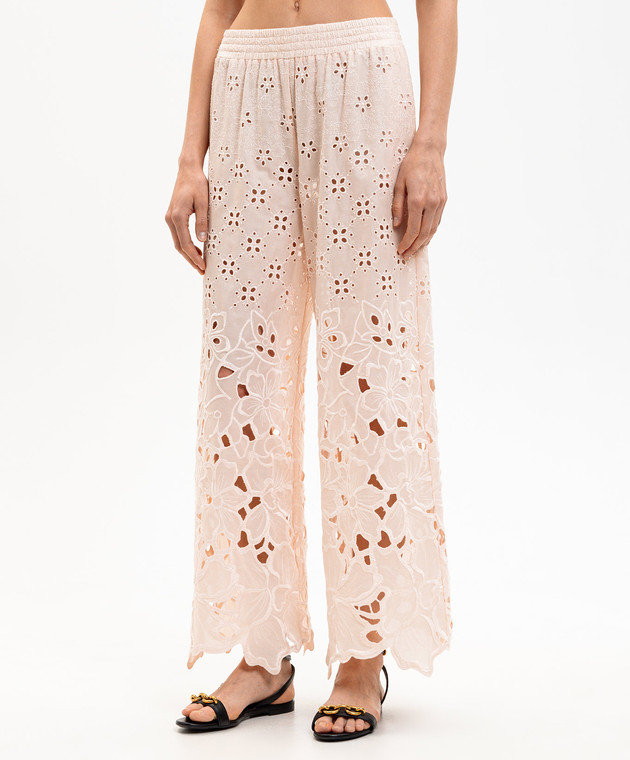 Ermanno Scervino Life Рожеві ажурні штани з вишивкою D484P603QYD зображення 3