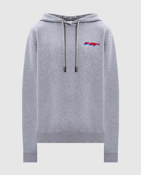 Off-White Сіре меланжеве худі з вишивкою логотипа 2BB035S26FLE001