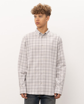 Off-White Сіра сорочка в клітинку з вишивкою логотипа 44MGE04MF26F003