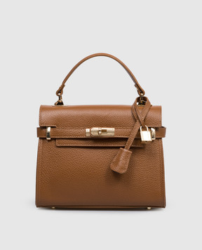 Gianni Notaro Коричнева шкіряна сумка-сетчел DOLLARO 099DOLLAROORO