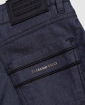 Stefano Ricci Дитячі сині штани з патчем логотипа Y8T6101090TSOBL