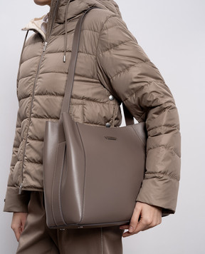 Peserico Серая кожаная сумка с брендовым патчем A38376C0CC759