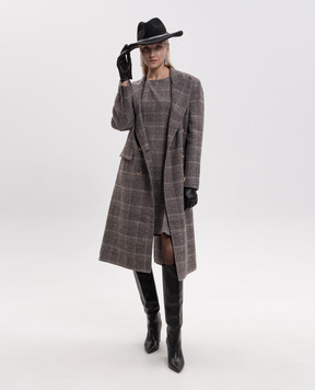 Ermanno Scervino Двобортне пальто з вовни в клітинку D496D314ZLD