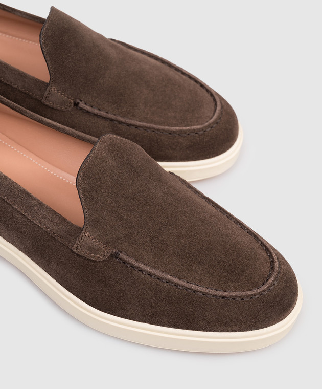 Santoni Коричневі замшеві лофери WUYA58856TISNPYL зображення 5