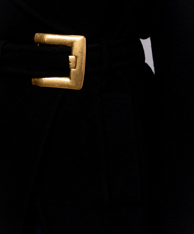 Balmain Чорне пальто на запах з вовни HF1UA215WC70 зображення 5