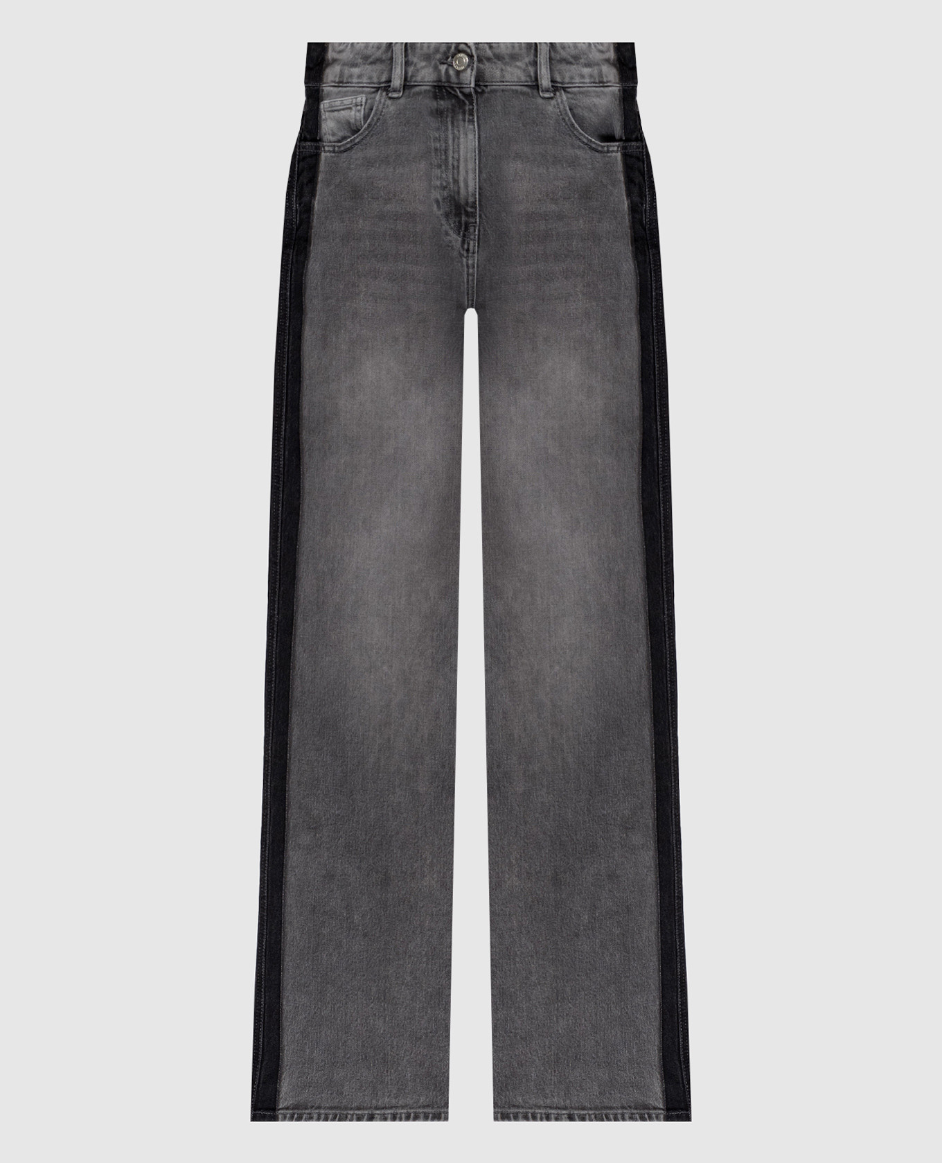 

Серые джинсы с патчем, Серый, Широкие джинсы