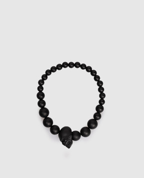 Alexander McQueen Чорний браслет Skull ball з черепом 554504J682V