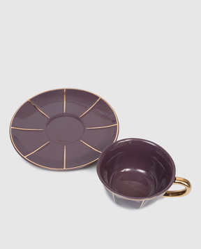 Bitossi Home Фіолетова порцелянова чашка для чаю з блюдцем FTB00504