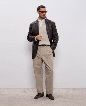 Brunello Cucinelli Бежевый джемпер с молнией M29400104