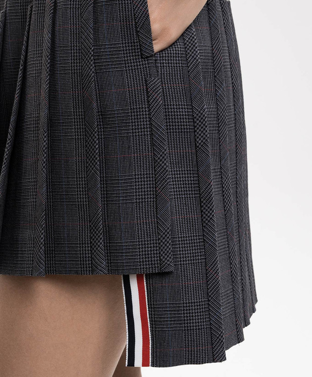 Thom Browne Сіра спідниця-плісе з вовни в клітинку FGR101BF1304 зображення 5