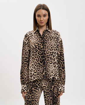 Ermanno Scervino Бежевая блуза из шелка в принт D482K386YLI