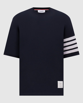 Thom Browne Синя футболка з нашивкою логотипа MJS168G07862