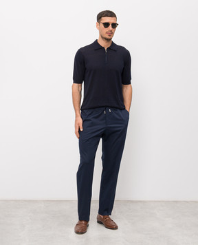 Cashmere&Whiskey Темно-синє поло з льону та шовку MU9892314520R