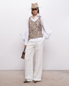 Brunello Cucinelli Біла сорочка з ланцюжком моніль M0091NM906