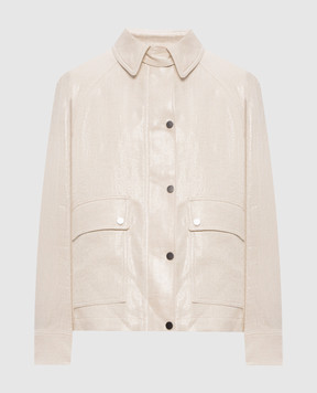 Brunello Cucinelli Куртка кольору айворі з льону з люрексом ML5967767
