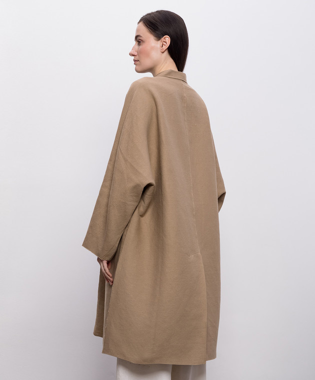 BOBOUTIC Коричневое пальто с леном 5059 изображение 4