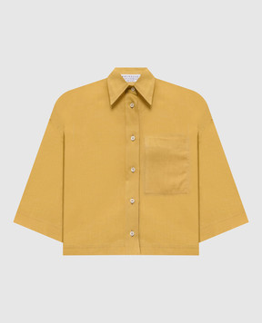 Brunello Cucinelli Желтая укороченная рубашка из льна MP698MS306
