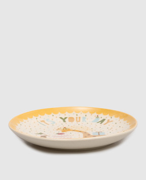 Bloomingville Помаранчева дитяча керамічна тарілка Celebrate 82072665