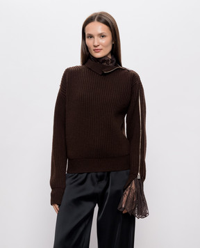 Giuseppe Di Morabito Milano Коричневый свитер из шерсти с кружевом 07PFKNT41316759