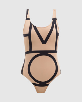 Toteme Бежевий купальник з принтом монограми 213842795