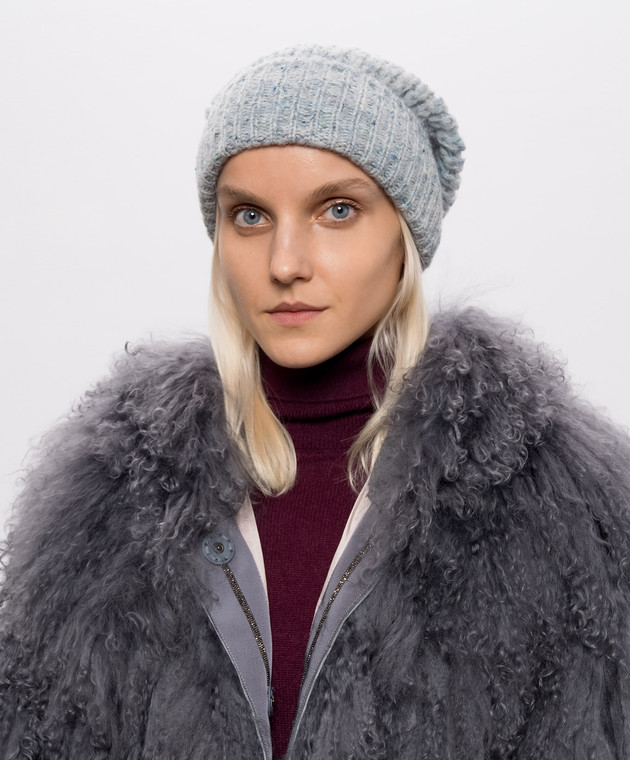 Ermanno Scervino Life Голубая шапка с шерстью альпаки D494V500IJT изображение 2