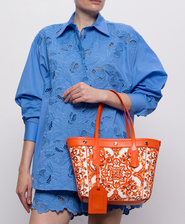 Dolce&Gabbana Оранжевая сумка-тоут Atene с принтом BB7828AN220 изображение 2