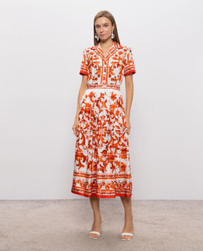 Dolce&Gabbana Белое платье в принт Майолика F6TVLTGDDRE
