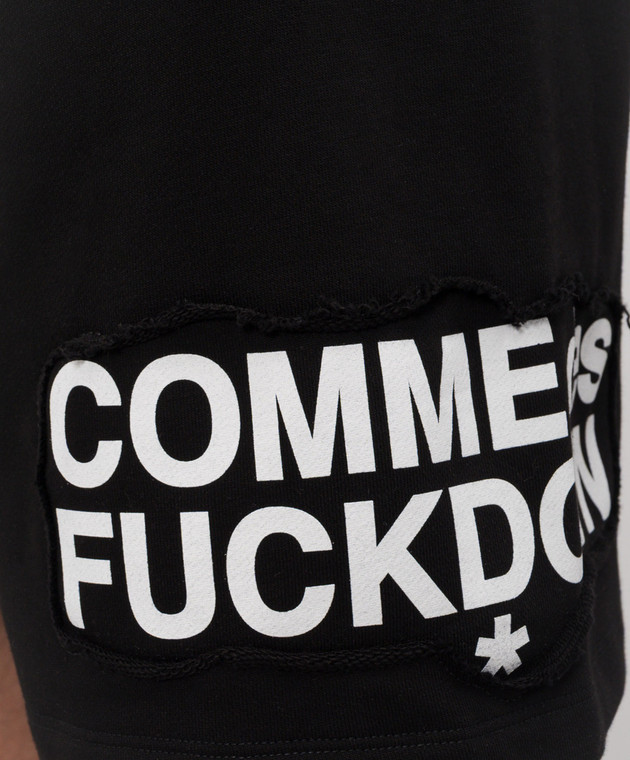 Comme des Fuckdown Чорні шорти з вставкою логотипа FMS6CFABM01928 зображення 5