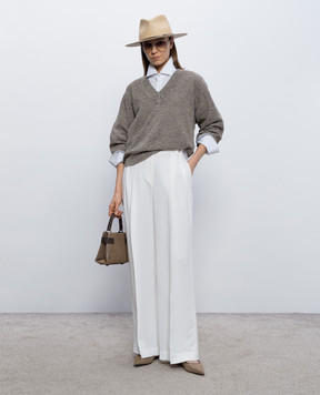 Brunello Cucinelli Коричневый пуловер с льном M8Q257102