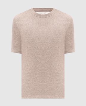 Brunello Cucinelli Бежева меланжева футболка з льоном MW8351308