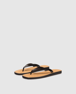 The Row Черные кожаные шлепанцы City Flip Flop F1388L60C