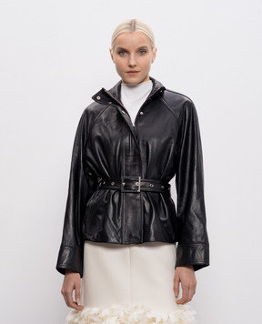 Dondup Чорна шкіряна куртка з поясом DJ783PL0677DXXX